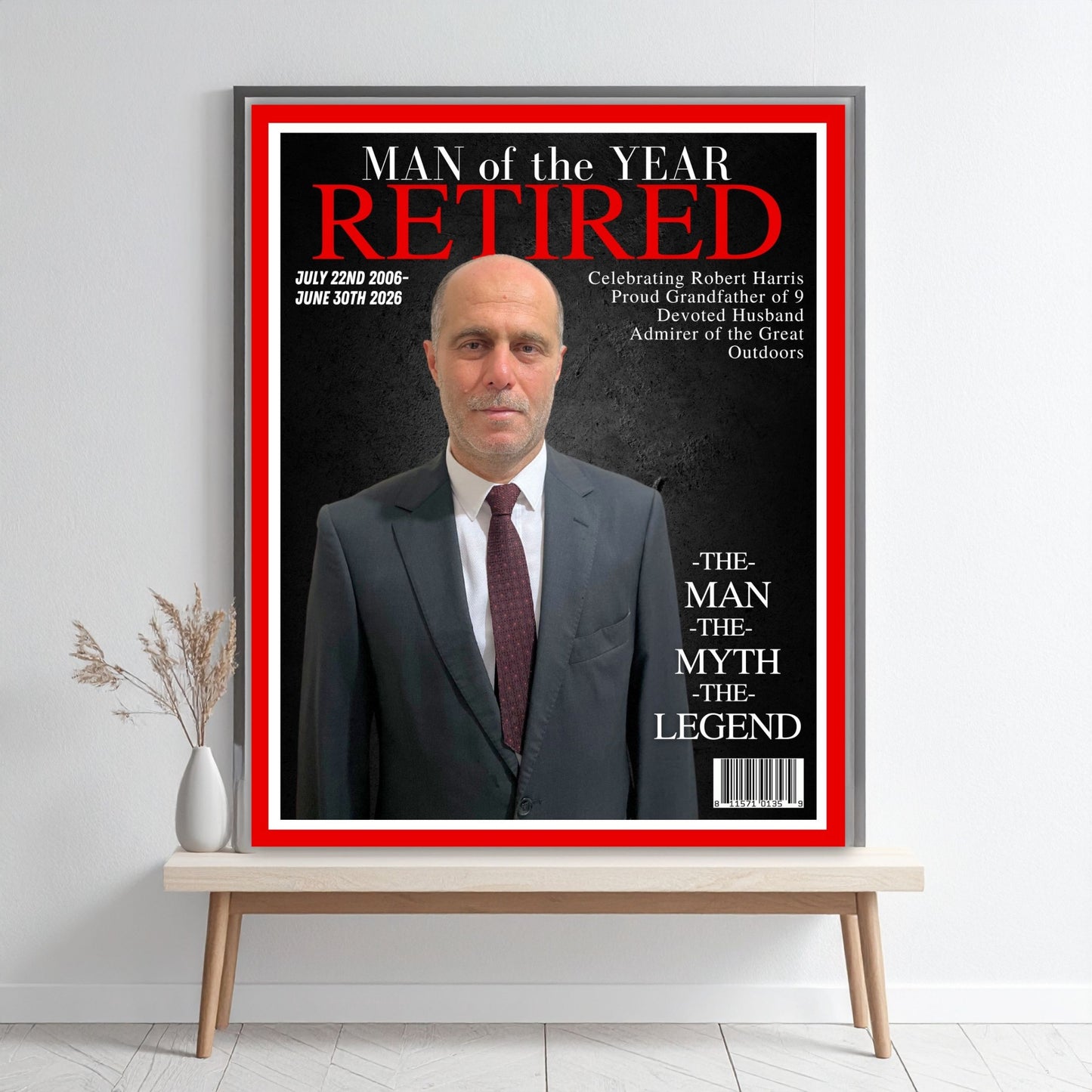 Personalized Retirement Magazine Cover Poster – Custom Man/Woman of the Year Gift, Digital Download