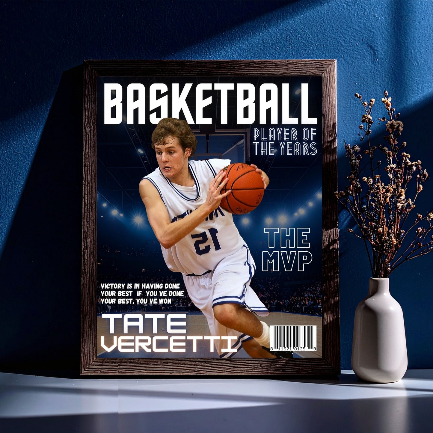 Personalized Basketball Magazine Cover — Custom Sports Poster | Basketball Player Gift