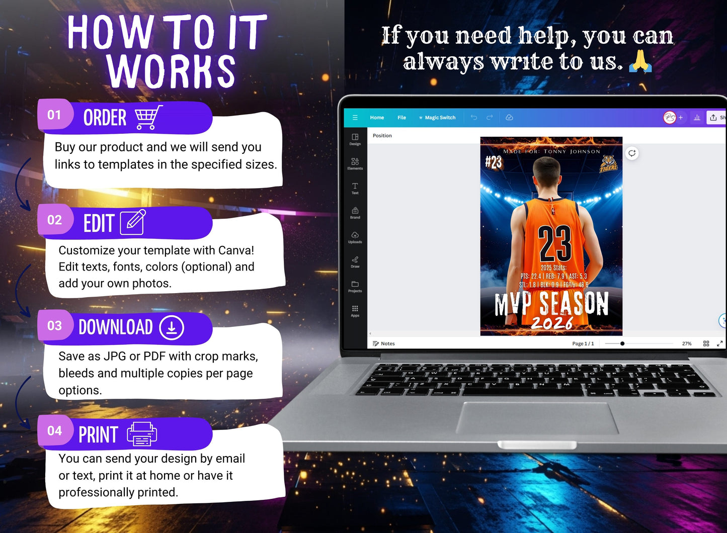 Editable Baseball Trading Card Template – Custom Player Card, Canva Template, Personalized Sports Poster