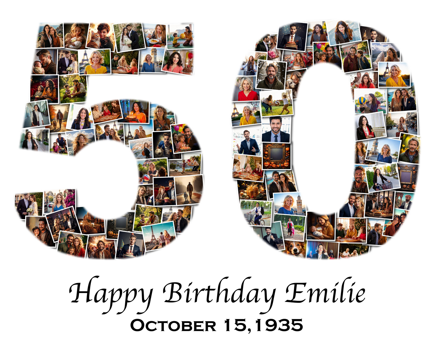 50th Birthday Photo Collage - Any Number (1-100) Photo Collage - Printable Digital File