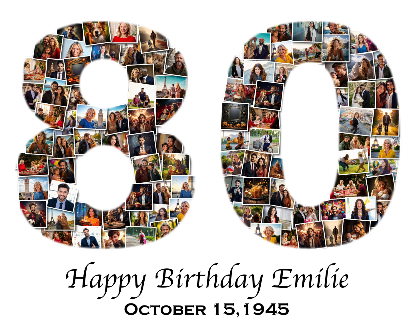Custom 80th Birthday Number Photo Collage
