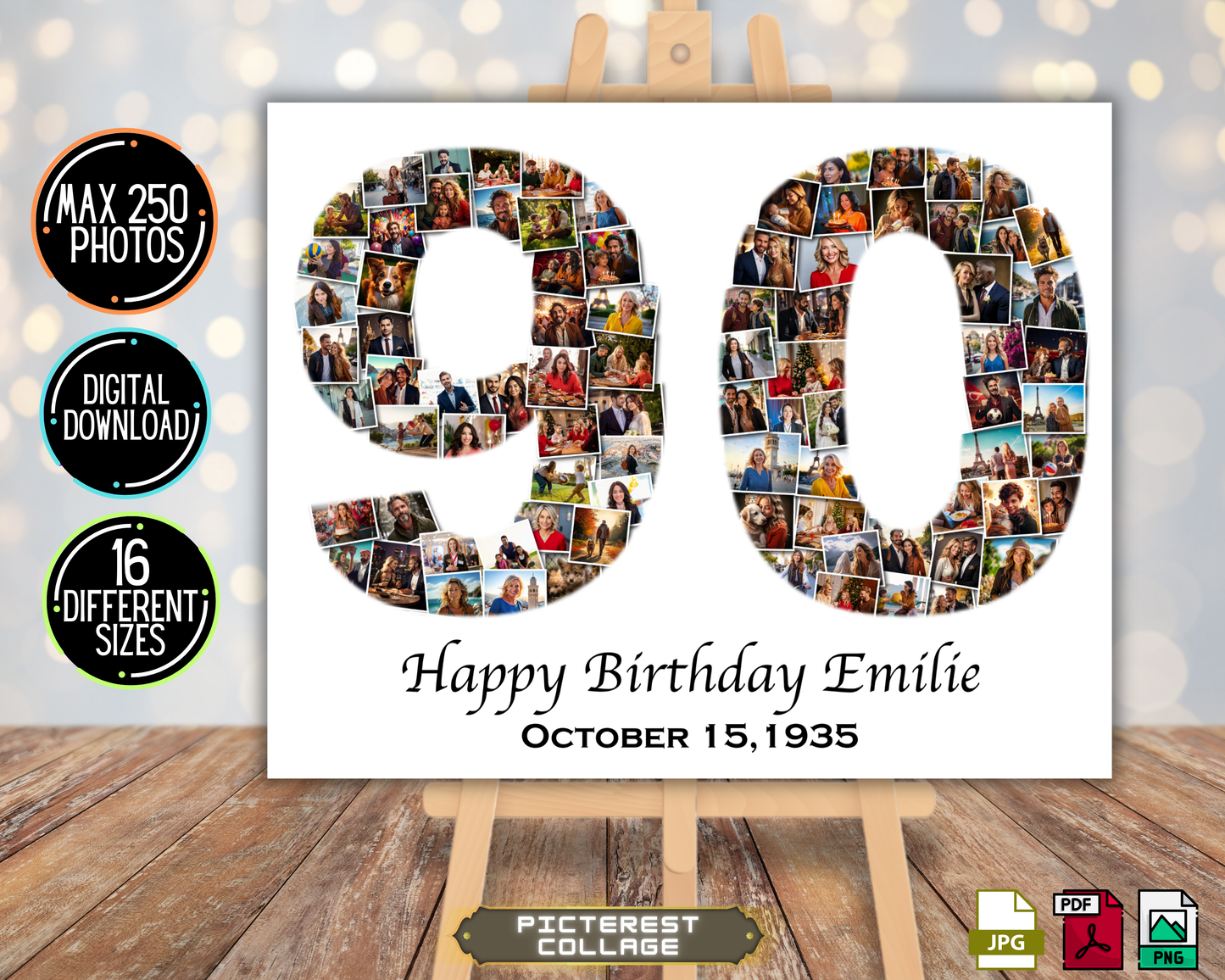 50th Birthday Photo Collage - Any Number (1-100) Photo Collage - Printable Digital File