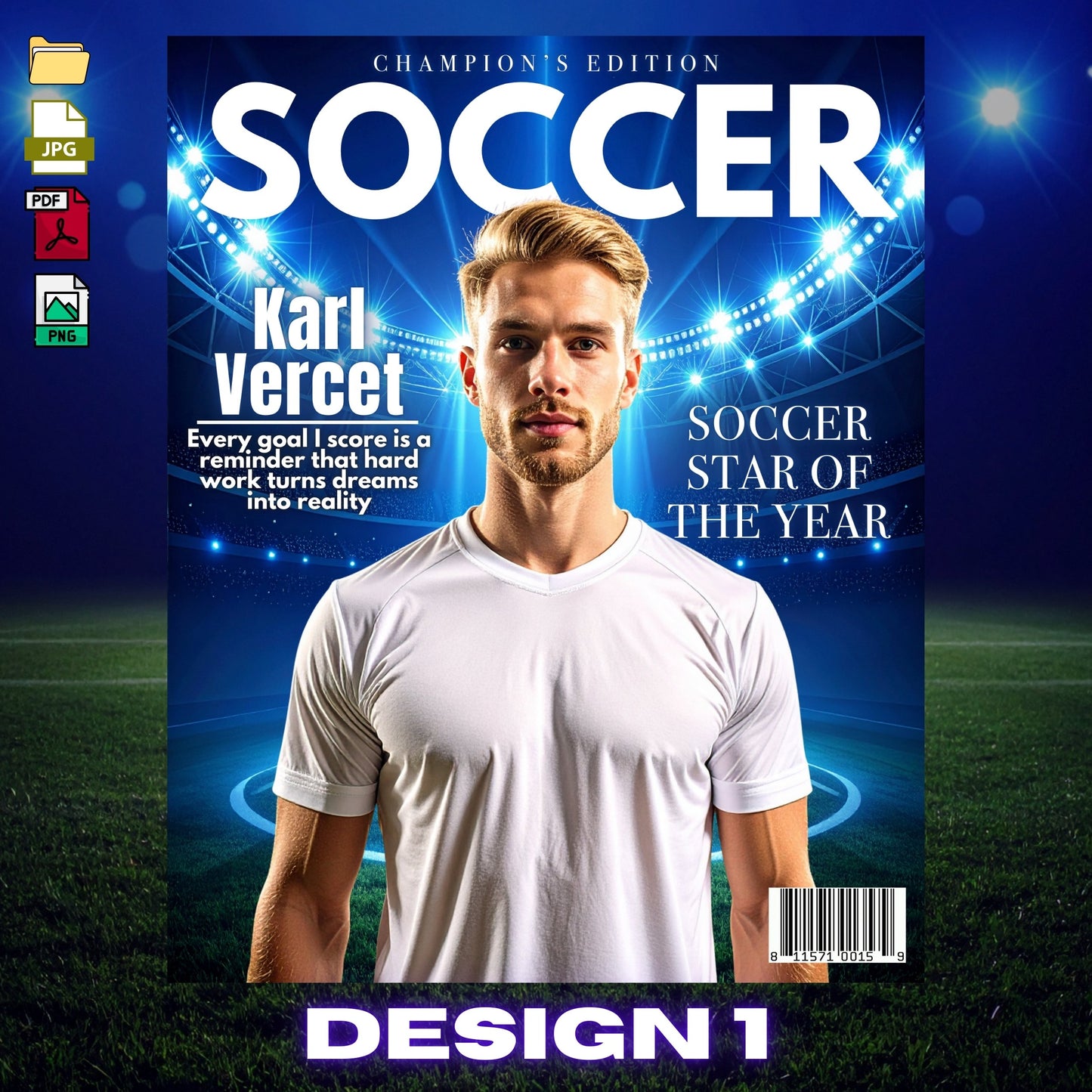 Personalized Soccer Magazine Cover | Custom Sports Poster with Photo & Name | Gift for Athletes, Fans | Soccer Player Gift, Printable
