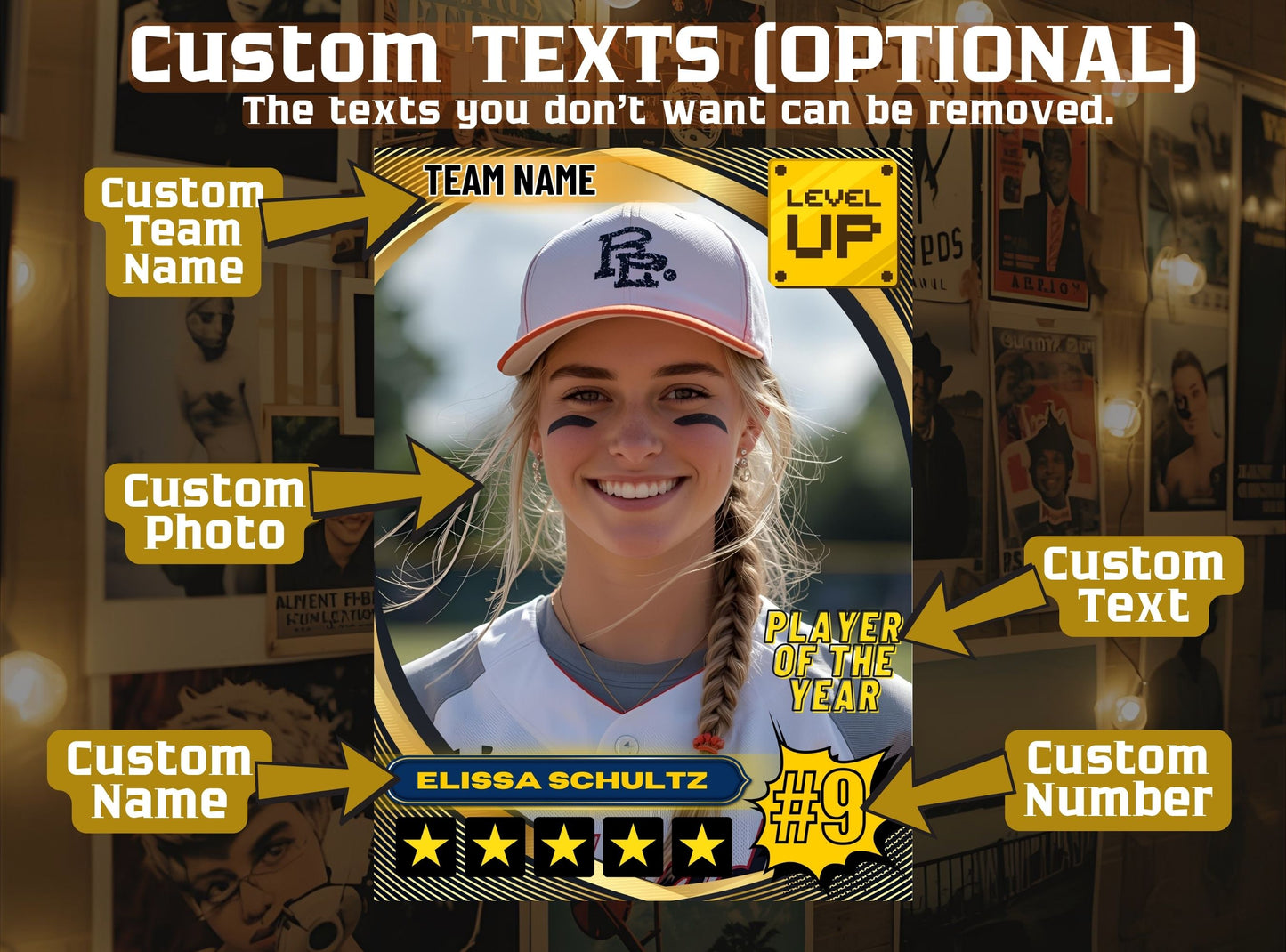 Custom Sports Trading Card — Personalized Athlete Trading Card | Printable for Football, Basketball, Baseball, Softball & All Sports