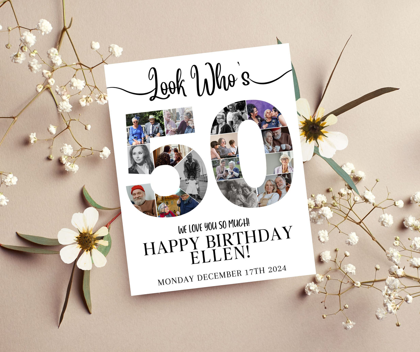 SET 50th Birthday Photo Montage Board - 50th Party Sign PC0311