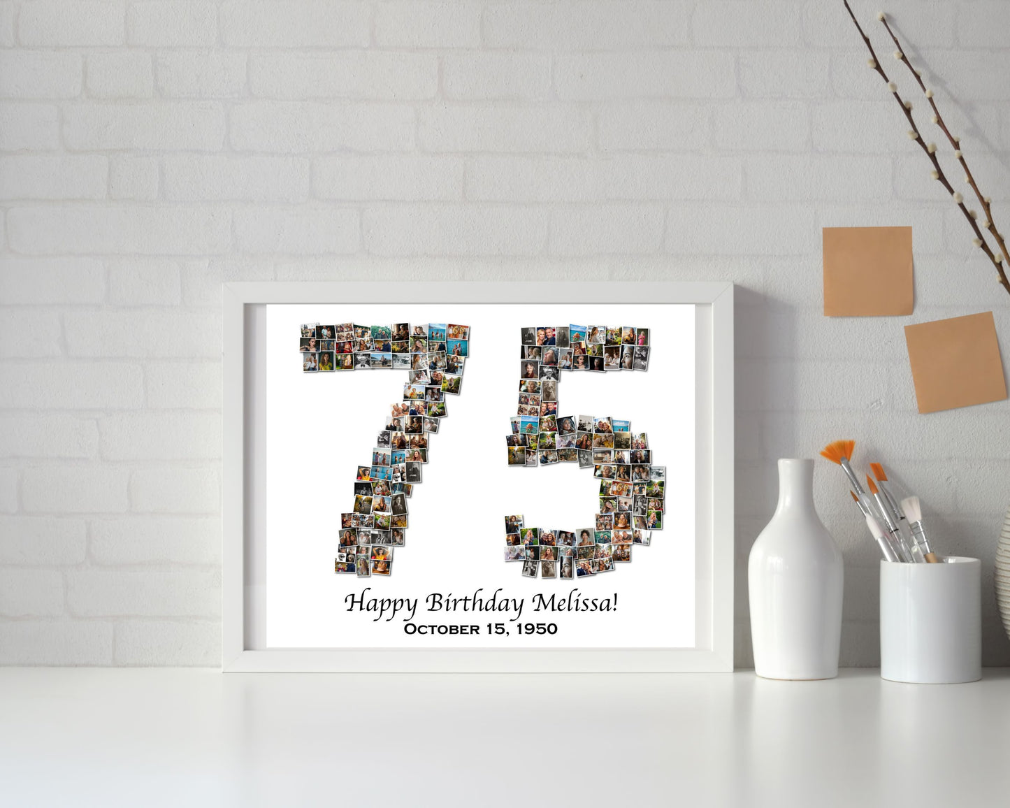Custom 75th Birthday Gift - Number Photo Collage