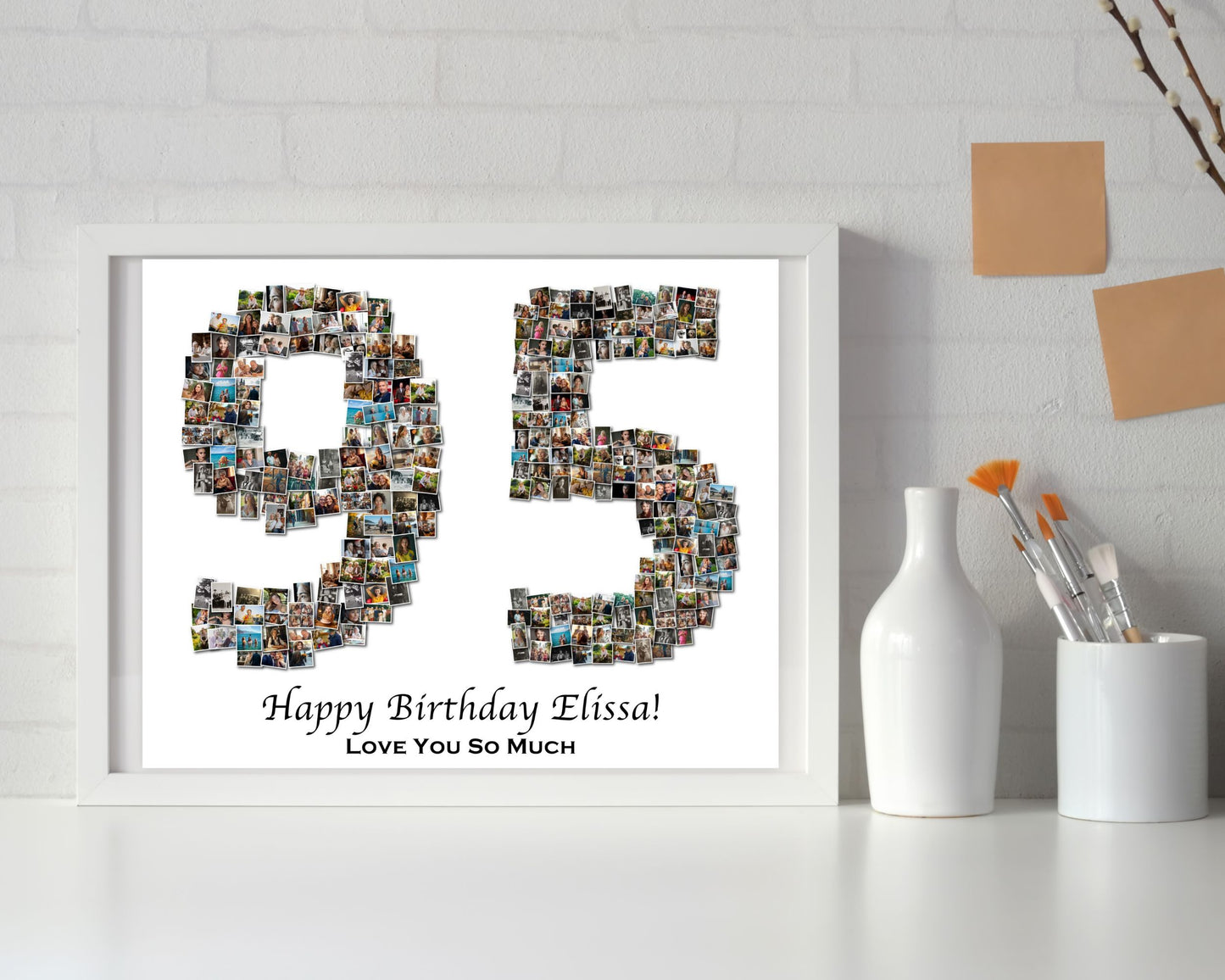 Custom 95th Birthday Gift - Number Photo Collage