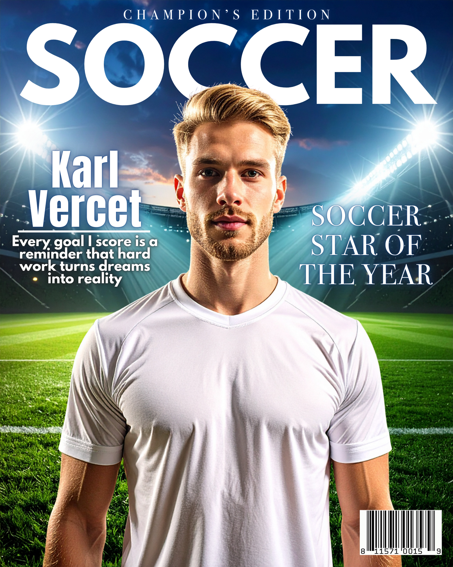 Personalized Soccer Magazine Cover | Custom Sports Poster with Photo & Name | Gift for Athletes, Fans | Soccer Player Gift, Printable