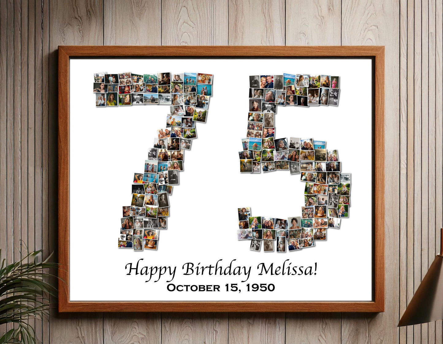 Custom 75th Birthday Gift - Number Photo Collage