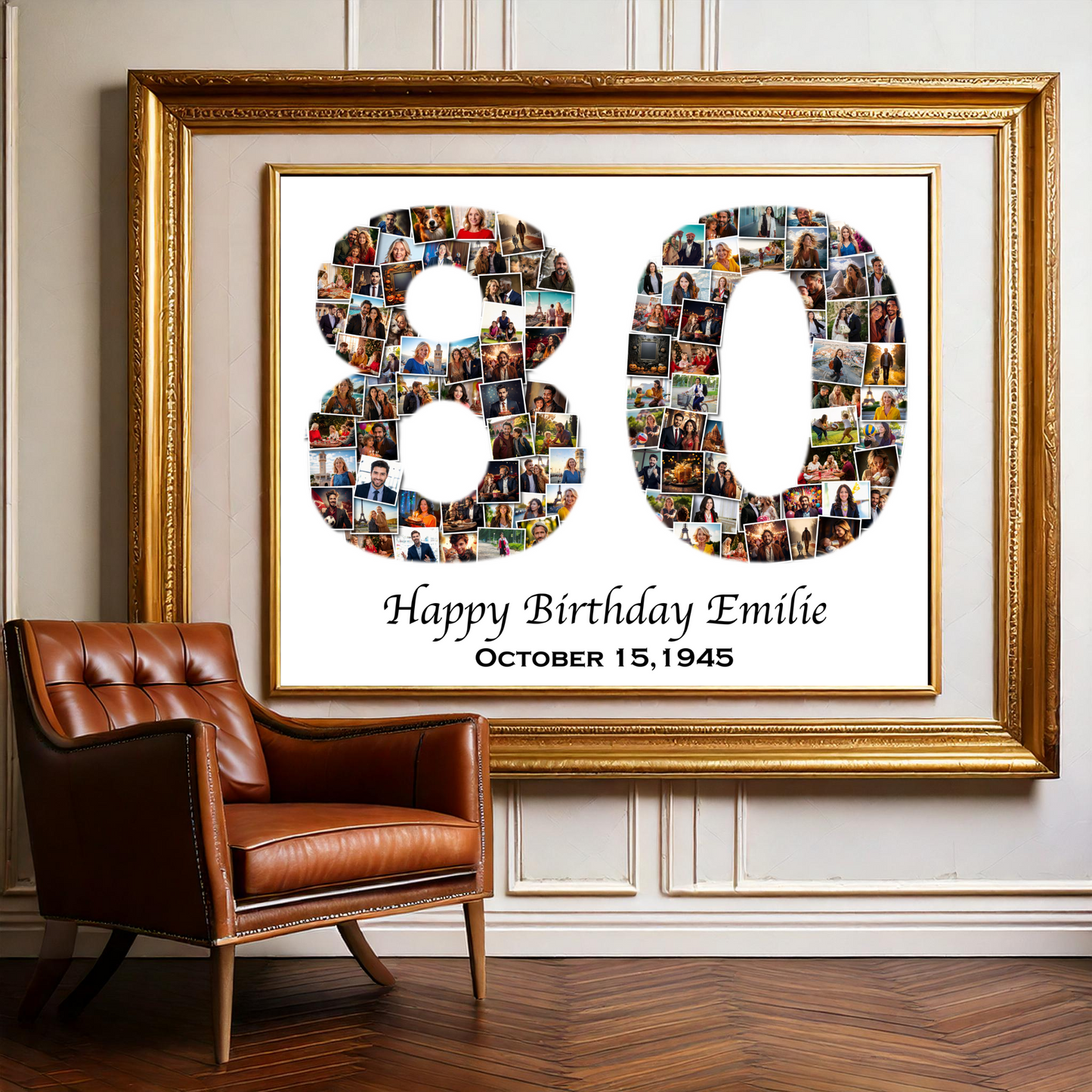 Custom 80th Birthday Number Photo Collage