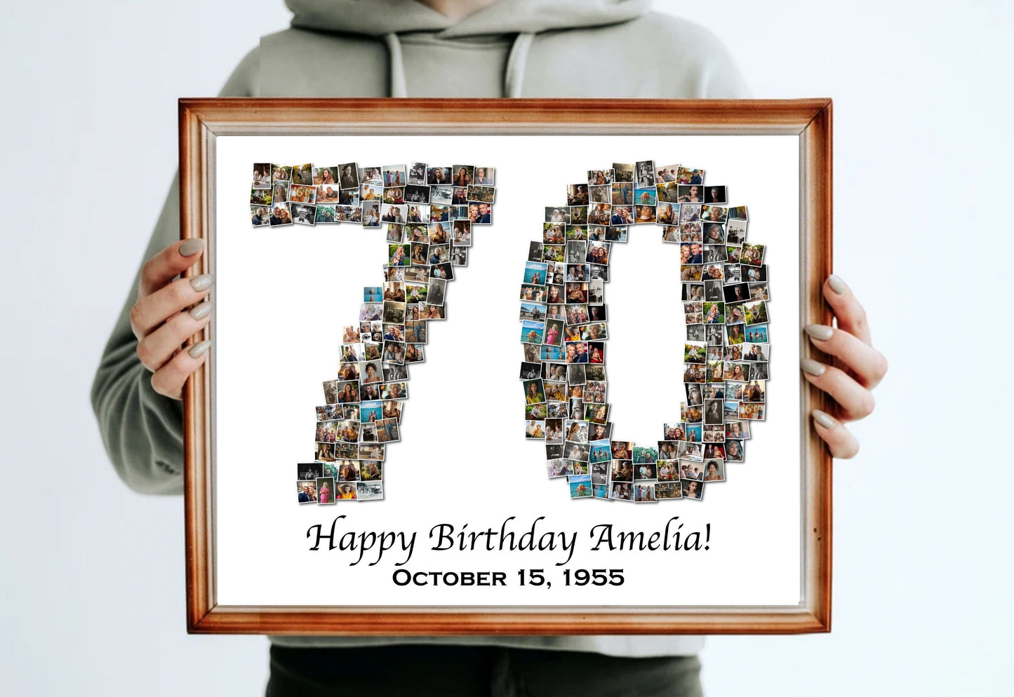 Custom 70th Birthday Gift - Number Photo Collage