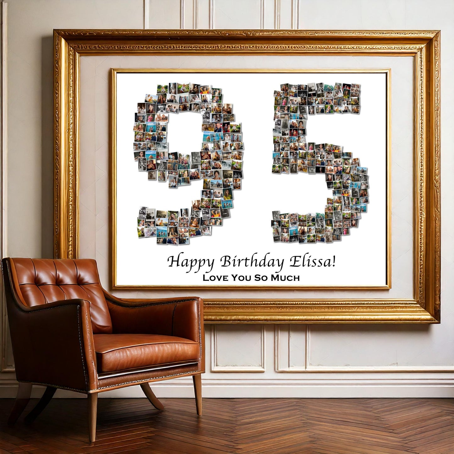 Custom 95th Birthday Gift - Number Photo Collage
