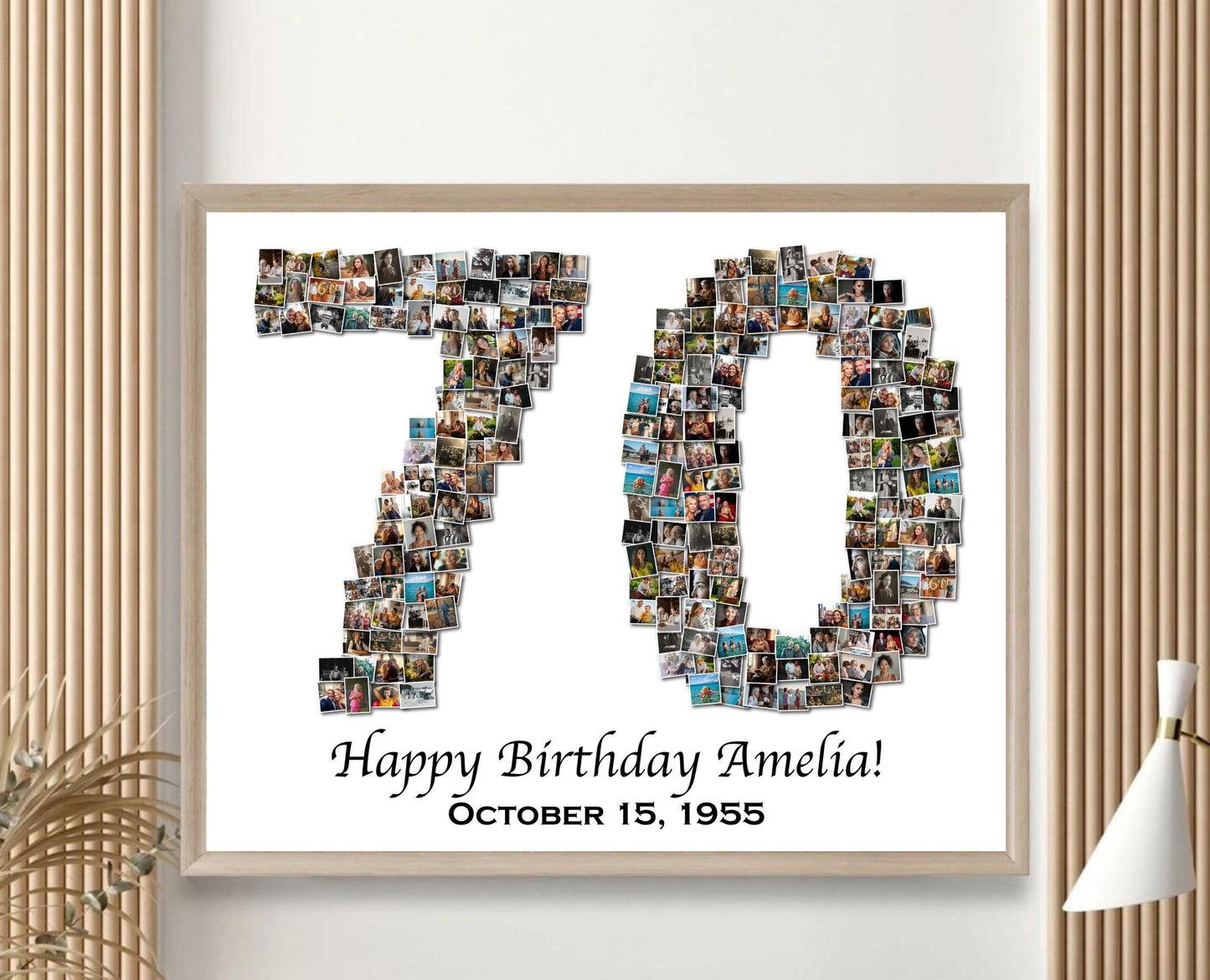 Custom 70th Birthday Gift - Number Photo Collage