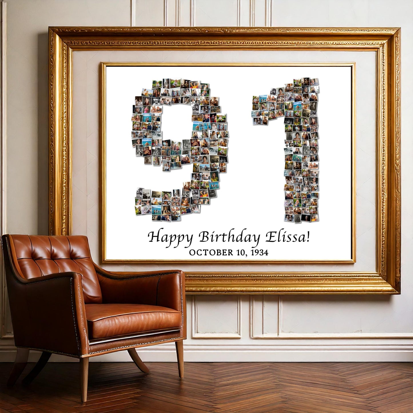 Custom 91st Birthday Gift - Number Photo Collage