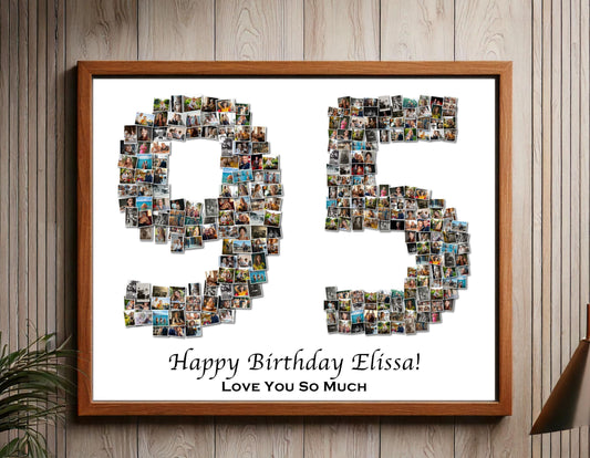 Custom 95th Birthday Gift - Number Photo Collage