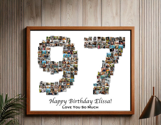 Custom 97th Birthday Gift - Number Photo Collage