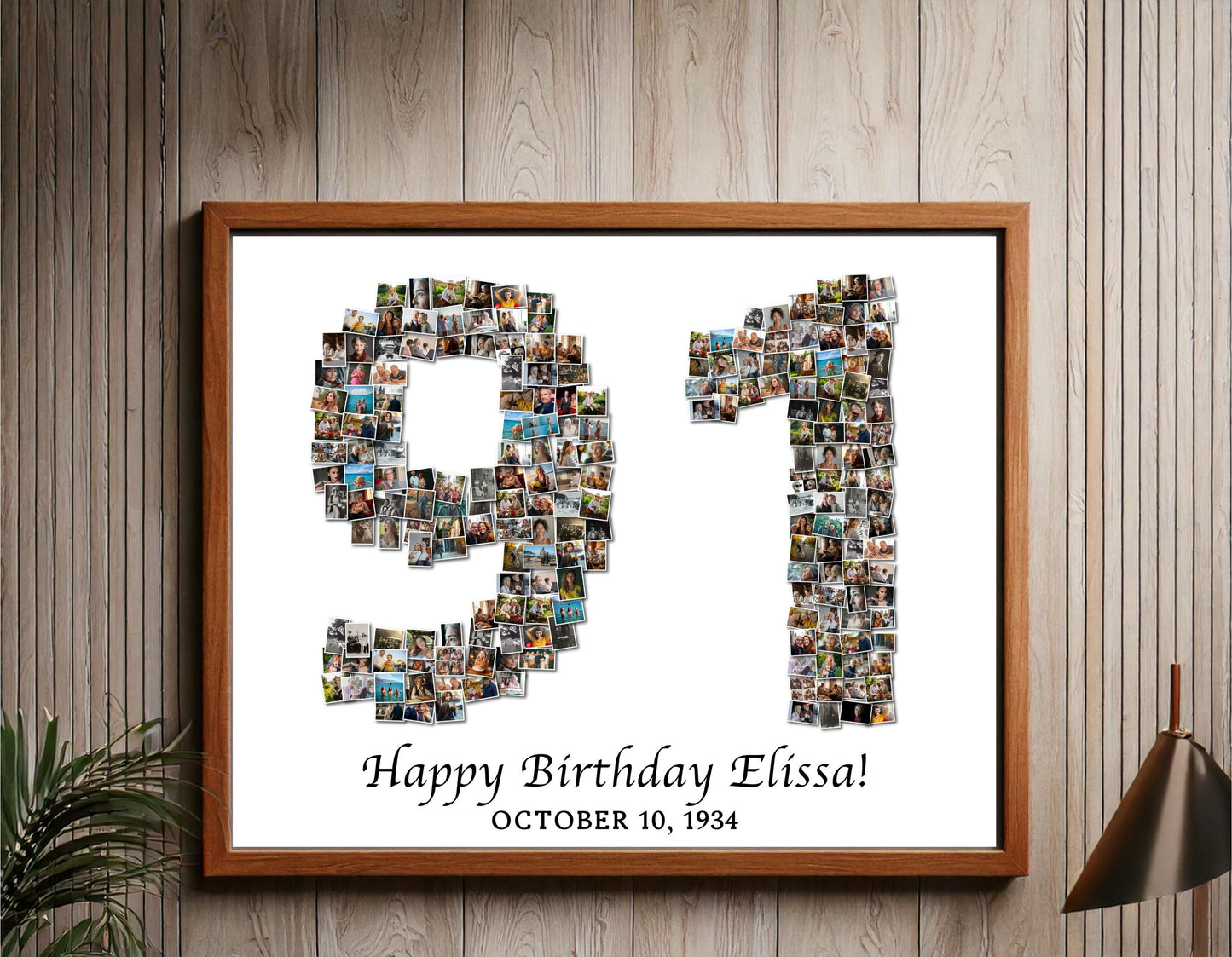 Custom 91st Birthday Gift - Number Photo Collage