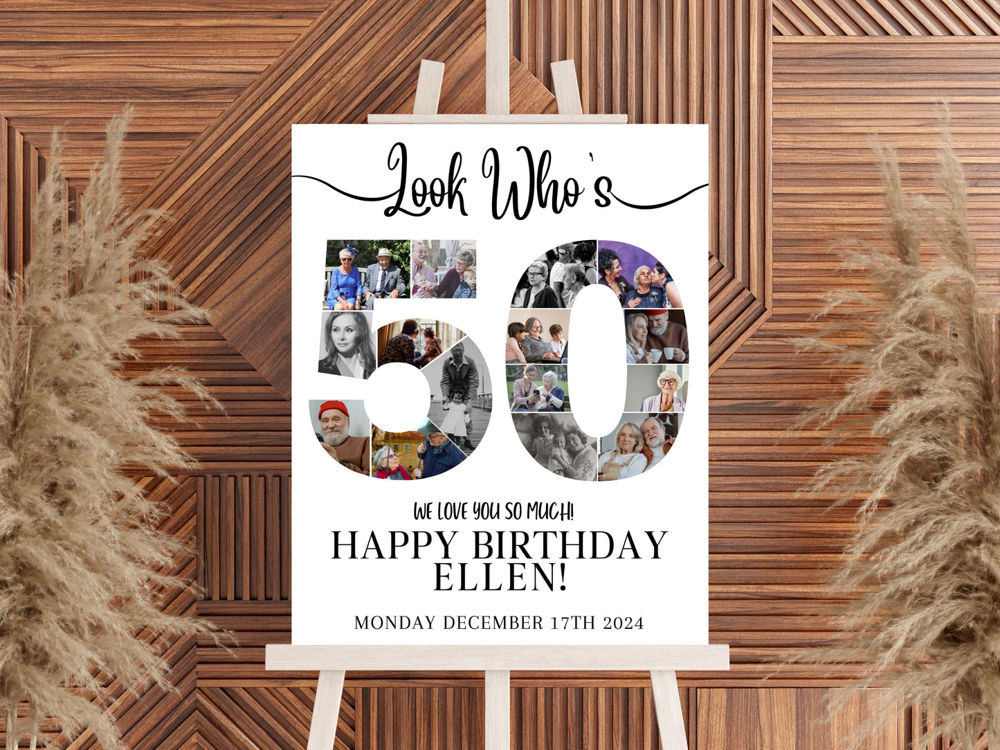 SET 50th Birthday Photo Montage Board - 50th Party Sign PC0311