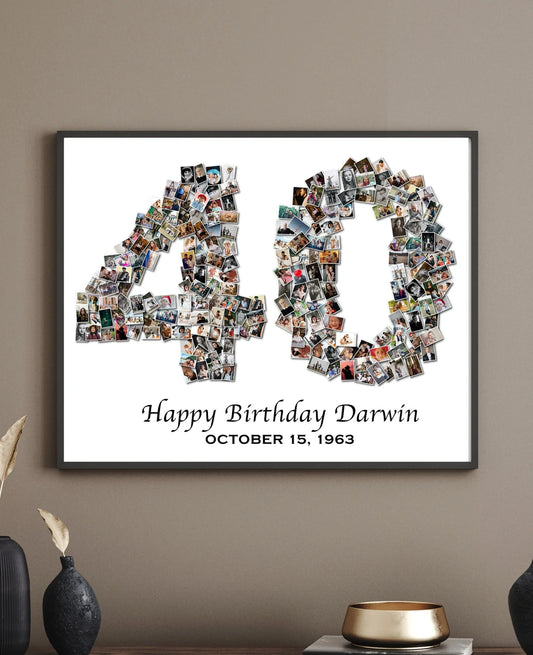 Custom 40th Birthday Number Photo Collage