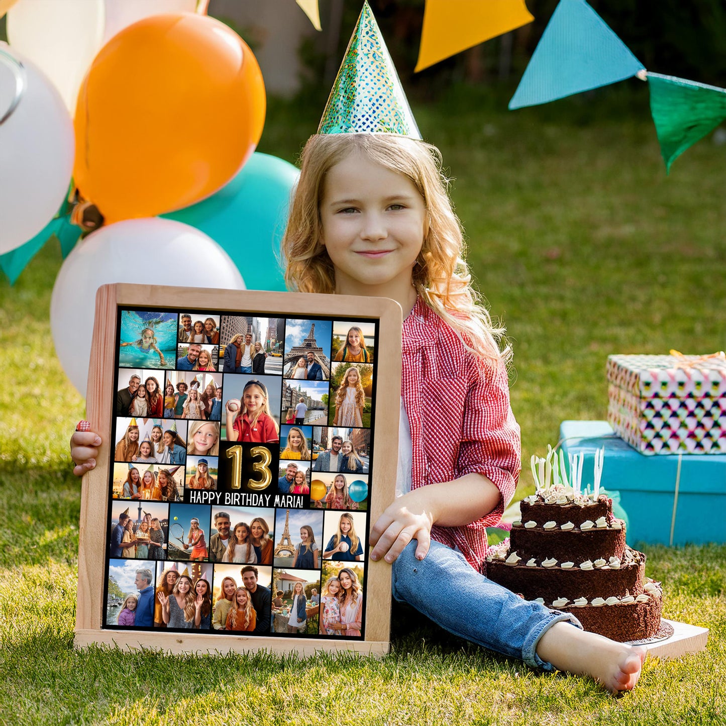Editable 13th Birthday Photo Collage Canva Template PC0171