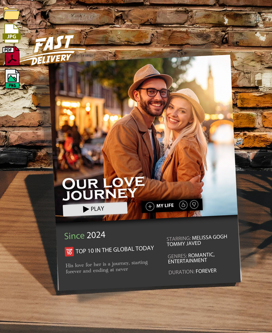 Personalized Love Story Movie Poster: Custom Couple Gift (Digital Printable)