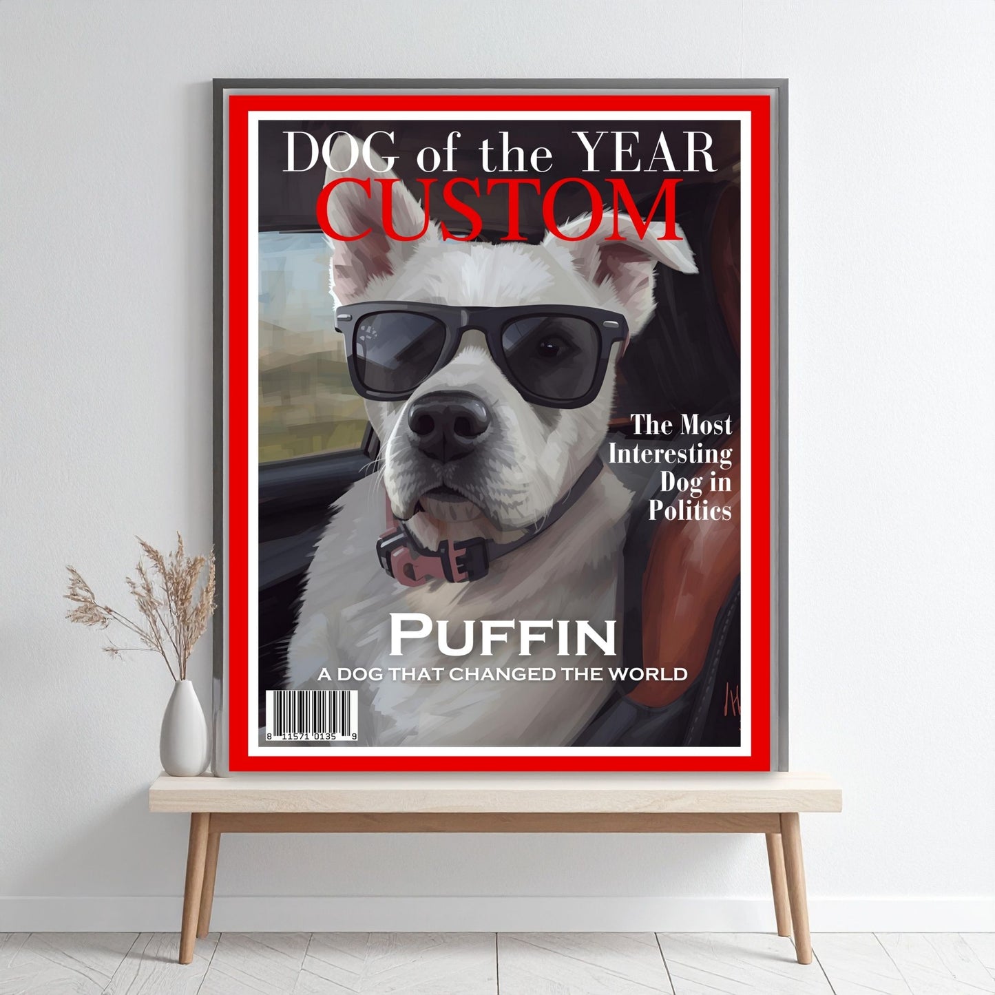 Custom Dog Magazine Cover, Personalized Dog of the Year, Pet Portrait Printable, Funny Pet Gift