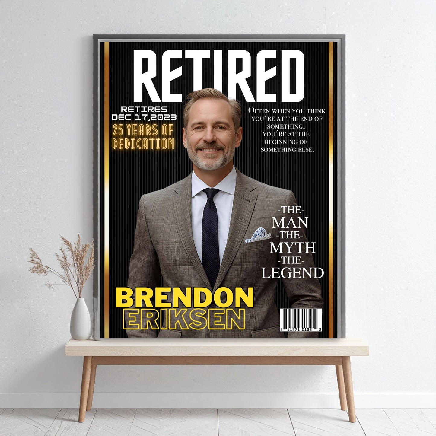 Personalized Retirement Magazine Cover — Custom Digital Poster, Funny & Unique Retirement Gift