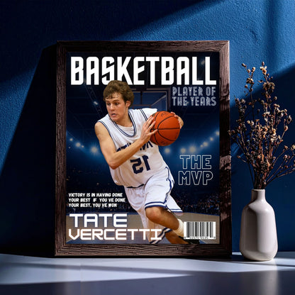 Personalized Basketball Magazine Cover — Custom Sports Poster | Basketball Player Gift