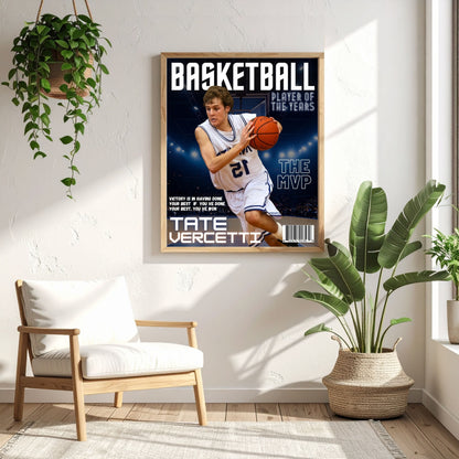 Personalized Basketball Magazine Cover — Custom Sports Poster | Basketball Player Gift