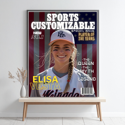Personalized Sports Magazine Cover Poster – Player of the Year, Perfect Personalized Digital Gift,PRINTABLE