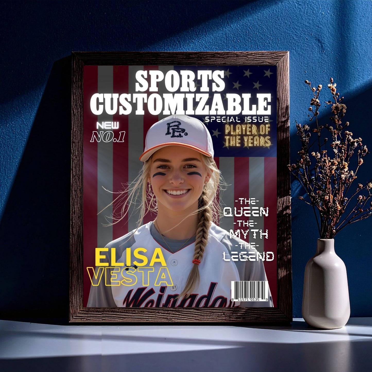 Personalized Sports Magazine Cover Poster – Player of the Year, Perfect Personalized Digital Gift,PRINTABLE