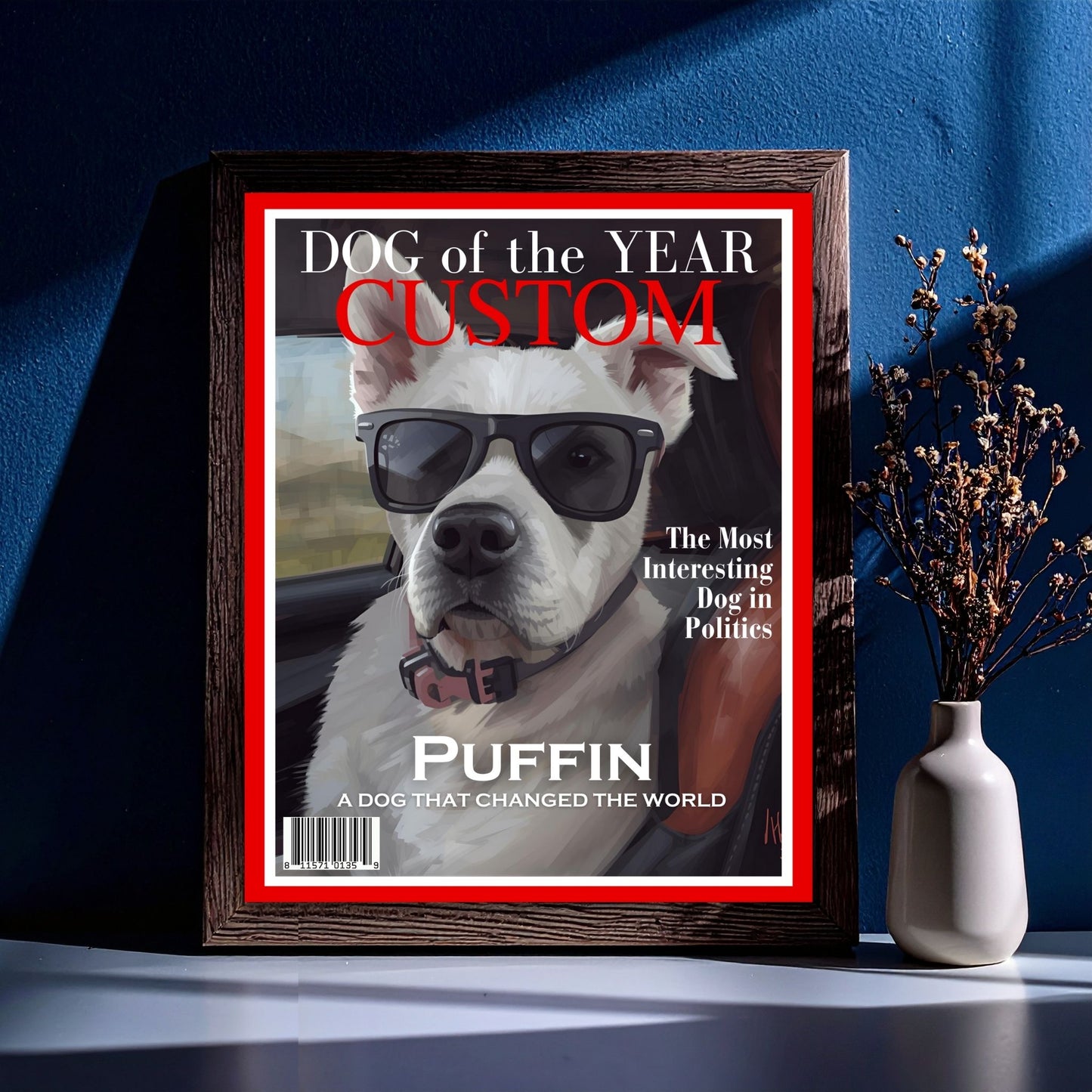 Custom Dog Magazine Cover, Personalized Dog of the Year, Pet Portrait Printable, Funny Pet Gift