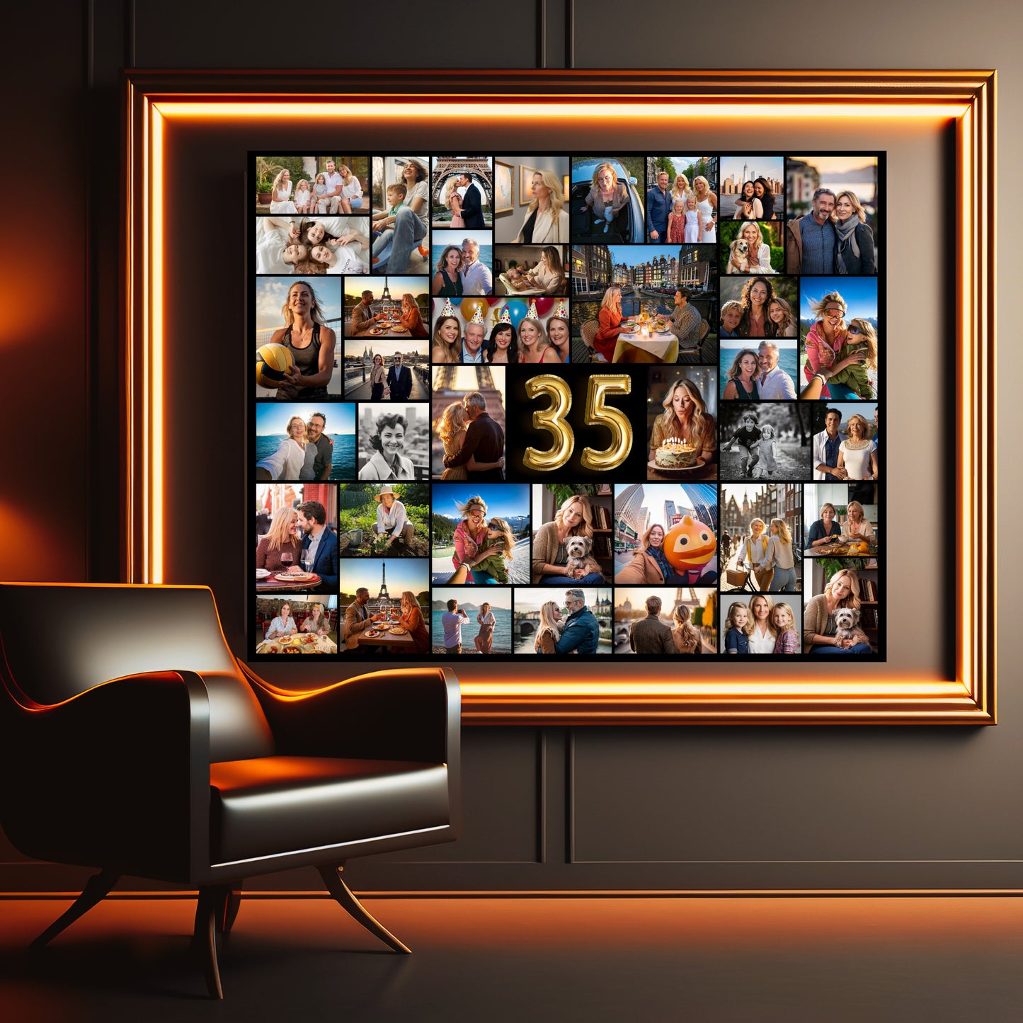 Editable 35th Birthday Photo Collage Canva Template PC0183