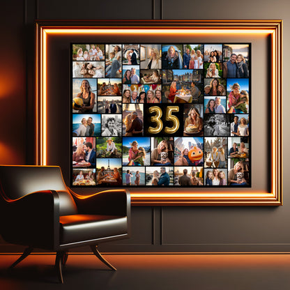 Editable 35th Birthday Photo Collage Canva Template PC0183