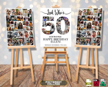 SET 50th Birthday Photo Montage Board - 50th Party Sign PC0311