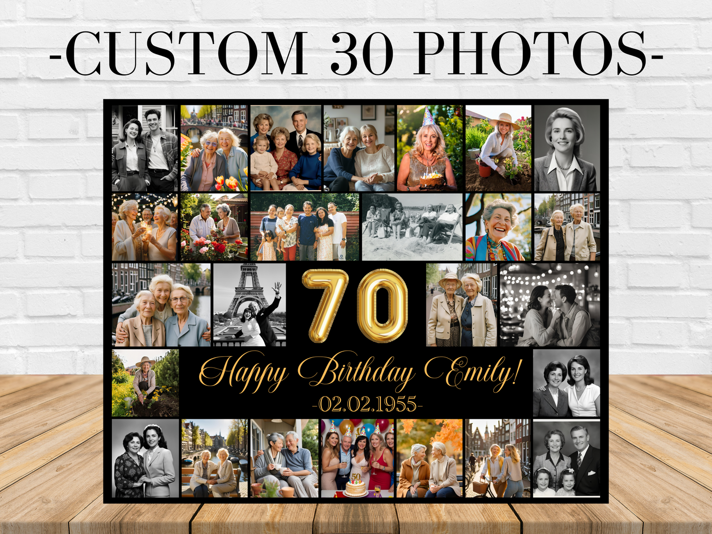 Editable 70th Birthday Photo Collage - Canva Template
