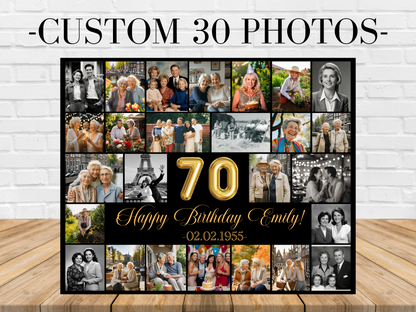 Editable 70th Birthday Photo Collage - Canva Template