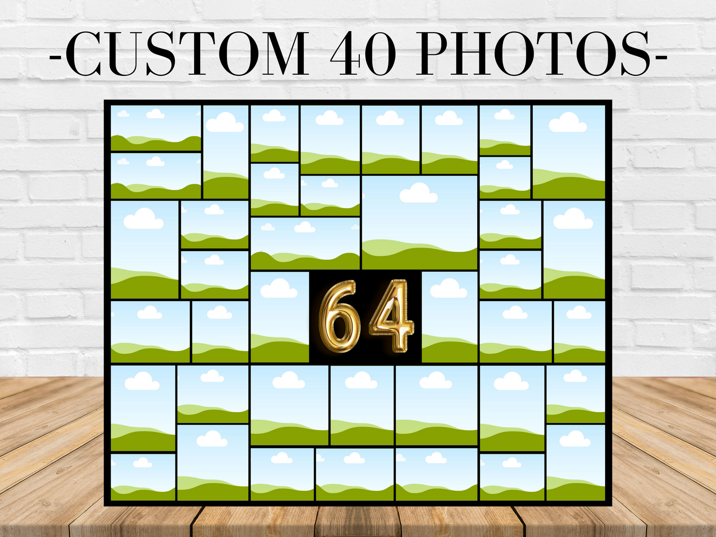 Editable 64th Birthday Photo Collage Canva Template PC0146