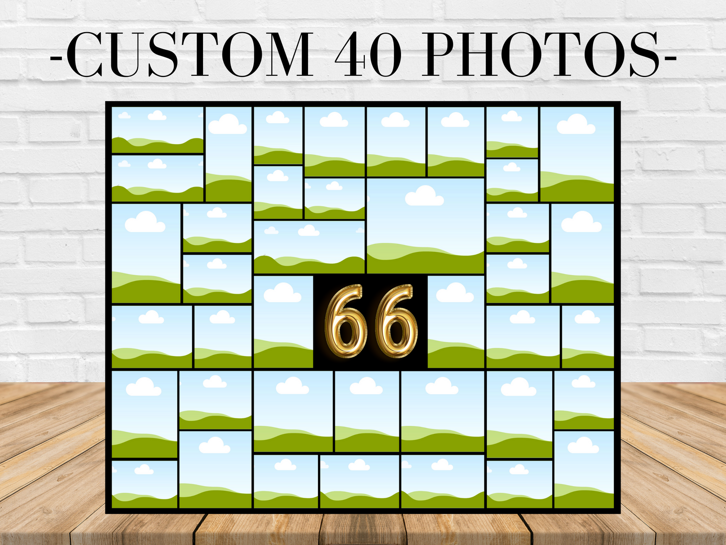 Editable 66th Birthday Photo Collage Canva Template PC0173