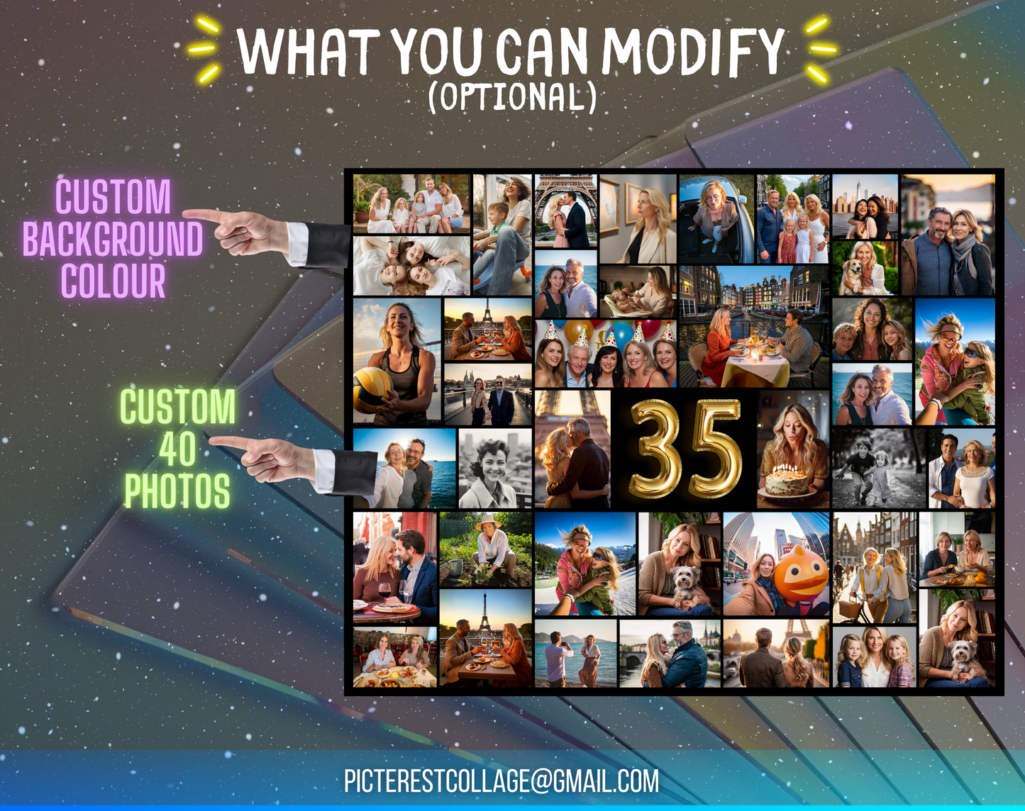 Editable 35th Birthday Photo Collage Canva Template PC0183