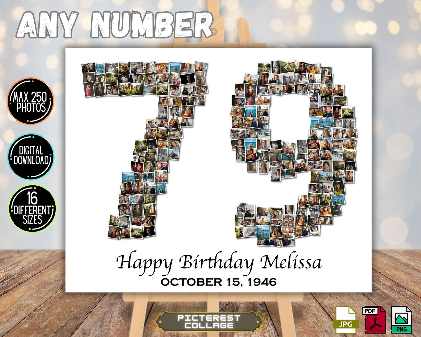 Custom 79th Birthday Gift - Number Photo Collage