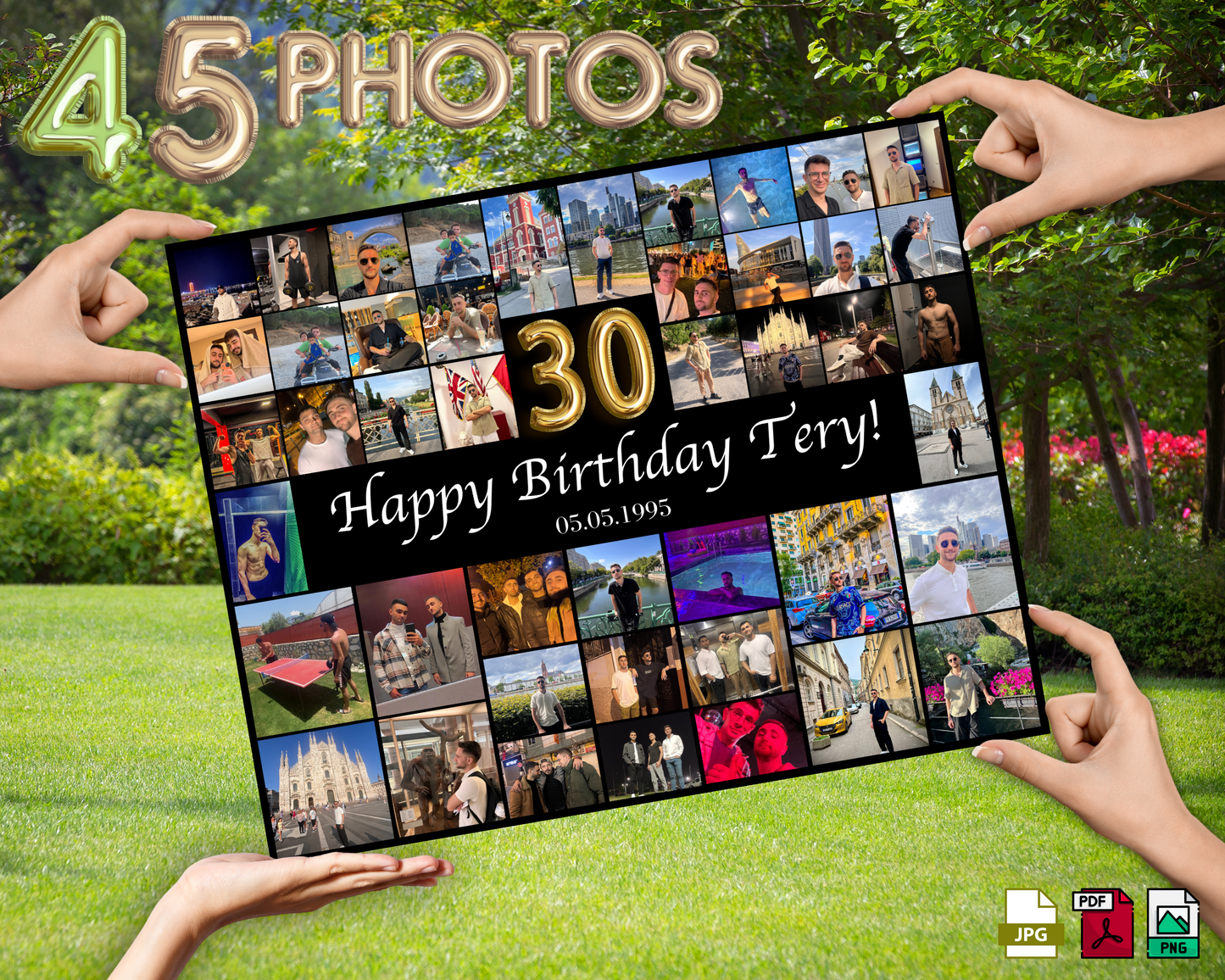 Editable 30th Birthday Photo Collage Canva Template PC0192