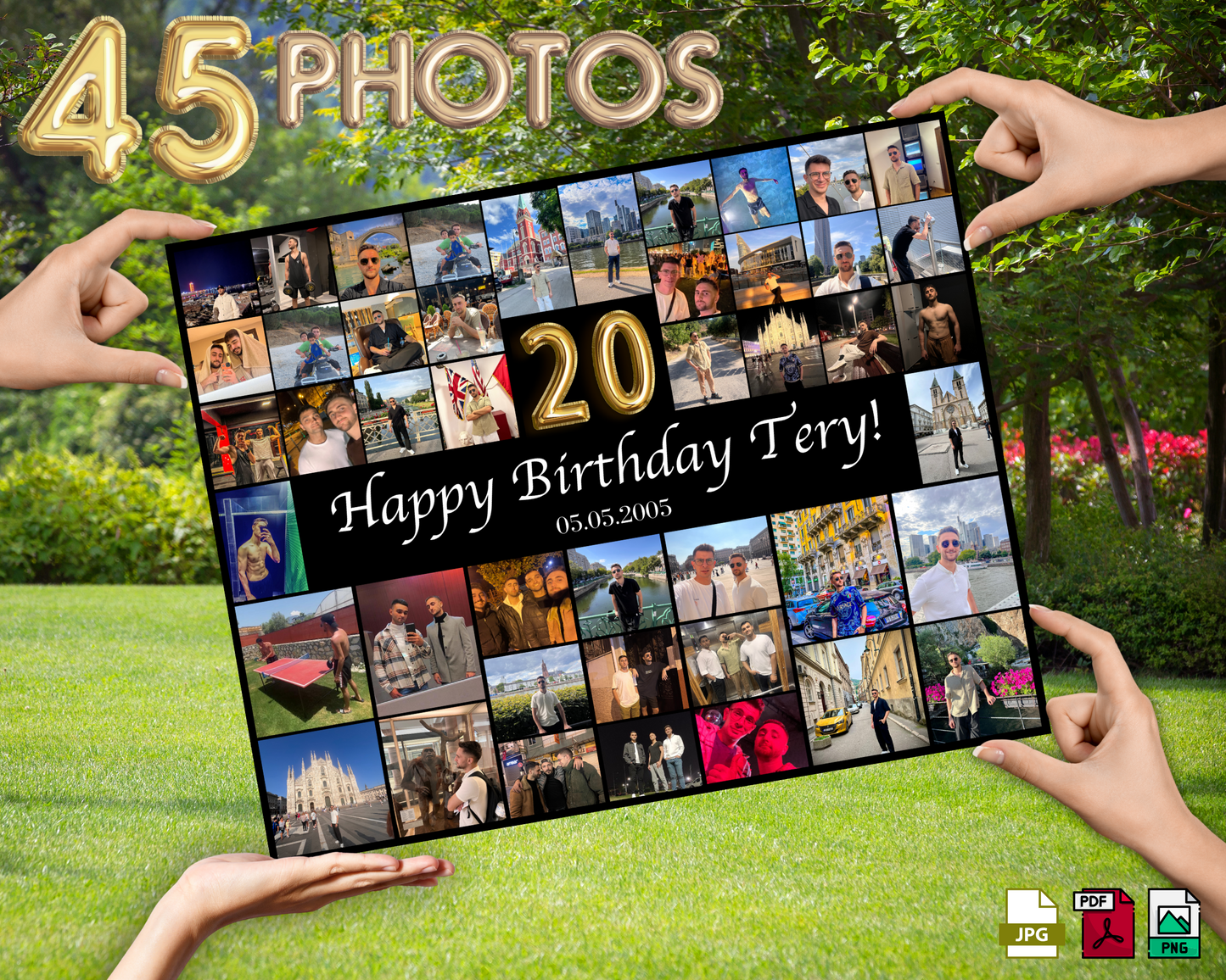 Editable 20th Birthday Photo Collage Canva Template PC0161