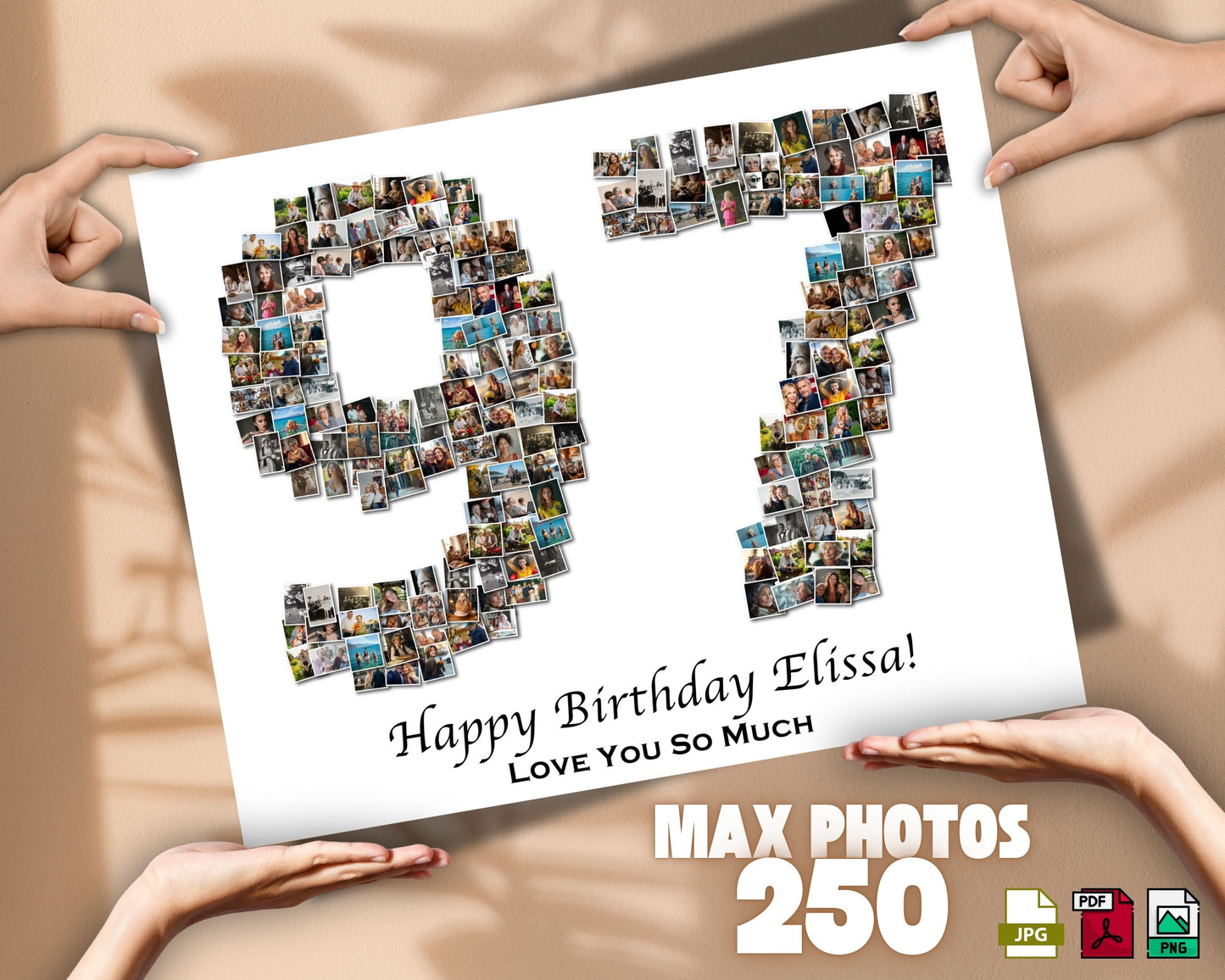 Custom 97th Birthday Gift - Number Photo Collage