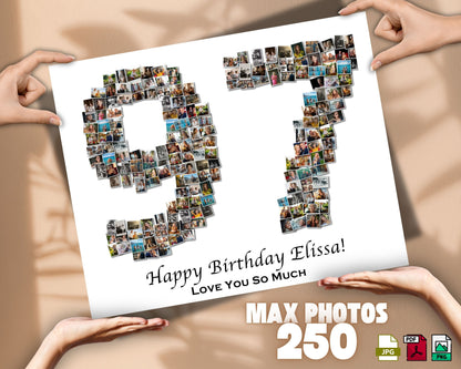 Custom 97th Birthday Gift - Number Photo Collage