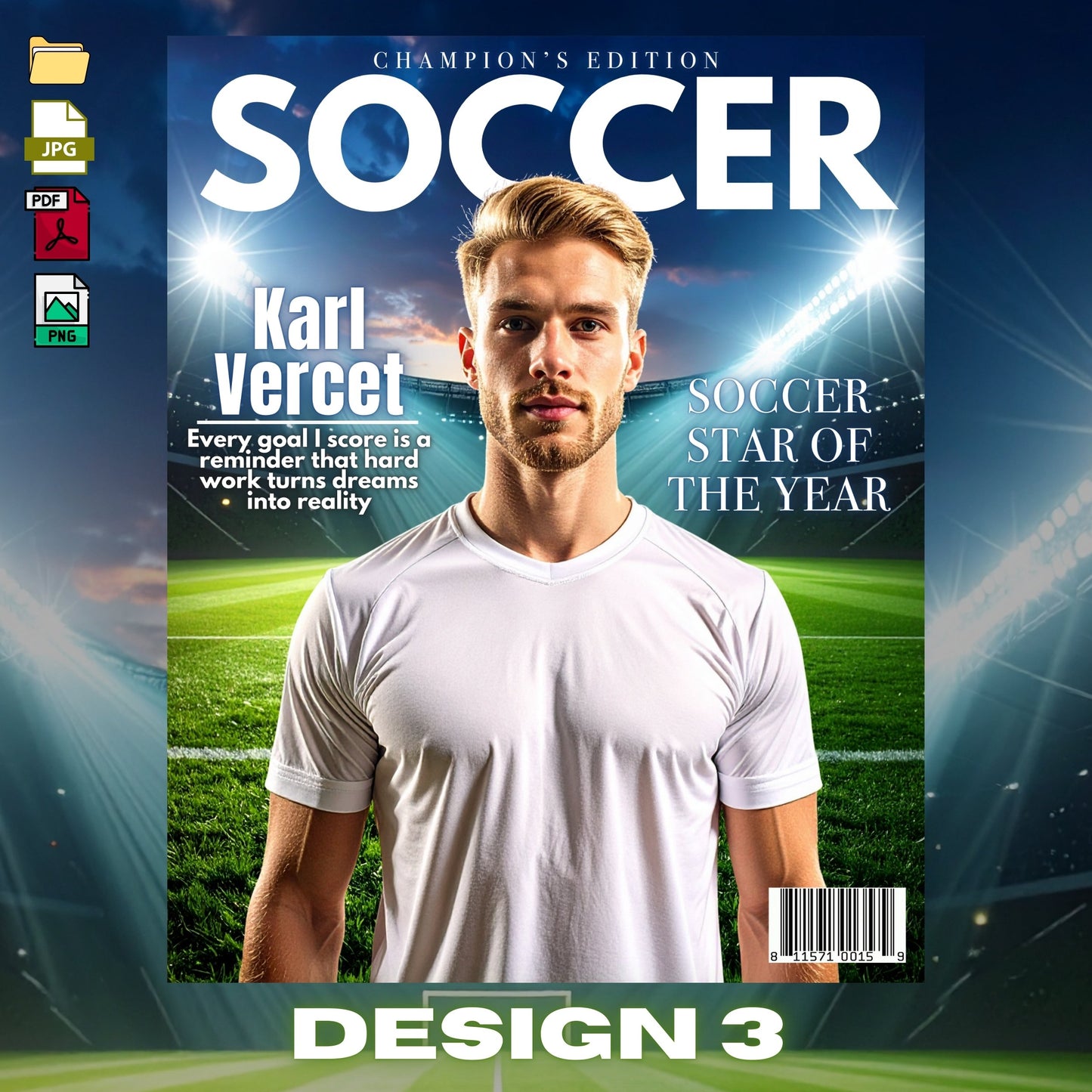 Personalized Soccer Magazine Cover | Custom Sports Poster with Photo & Name | Gift for Athletes, Fans | Soccer Player Gift, Printable