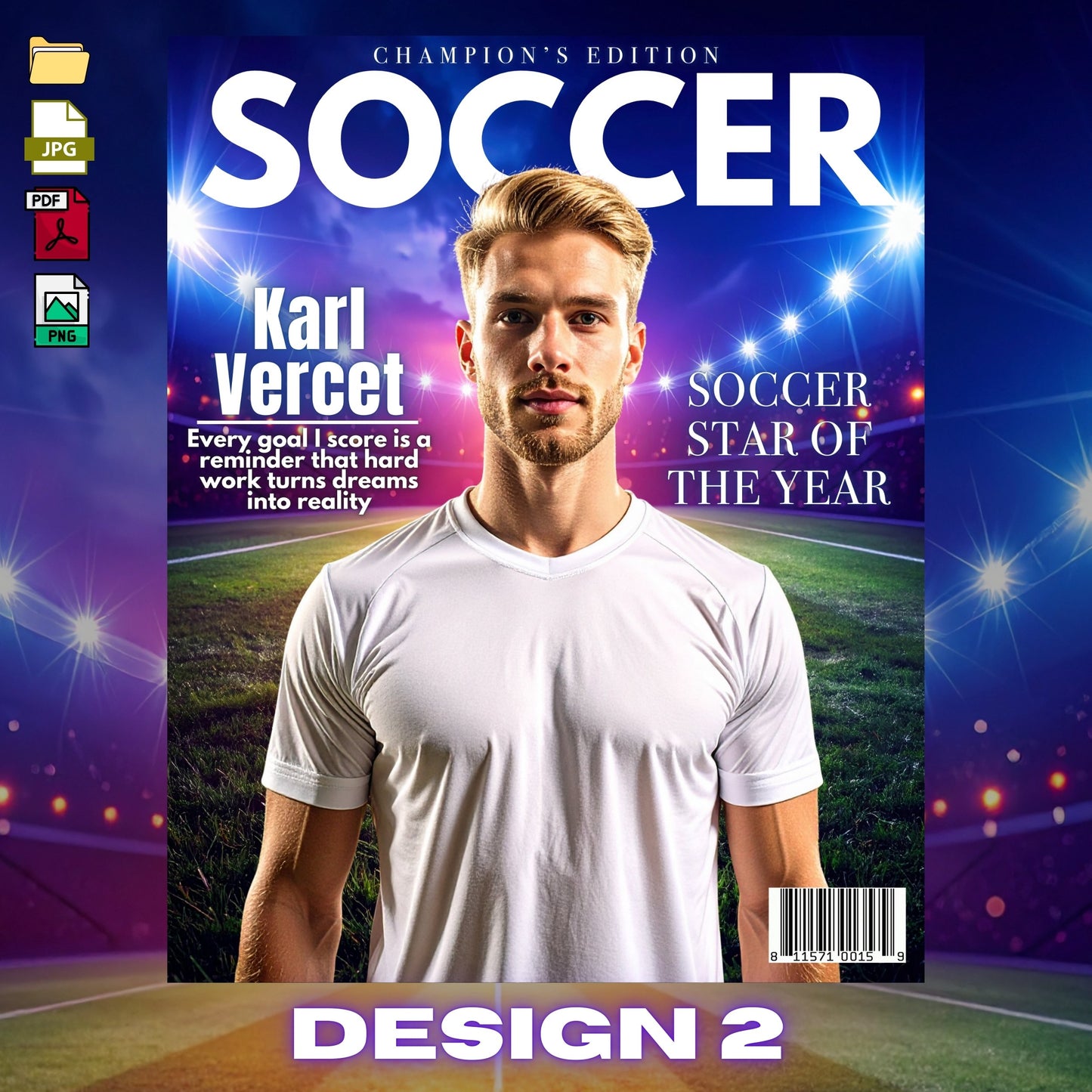 Personalized Soccer Magazine Cover | Custom Sports Poster with Photo & Name | Gift for Athletes, Fans | Soccer Player Gift, Printable