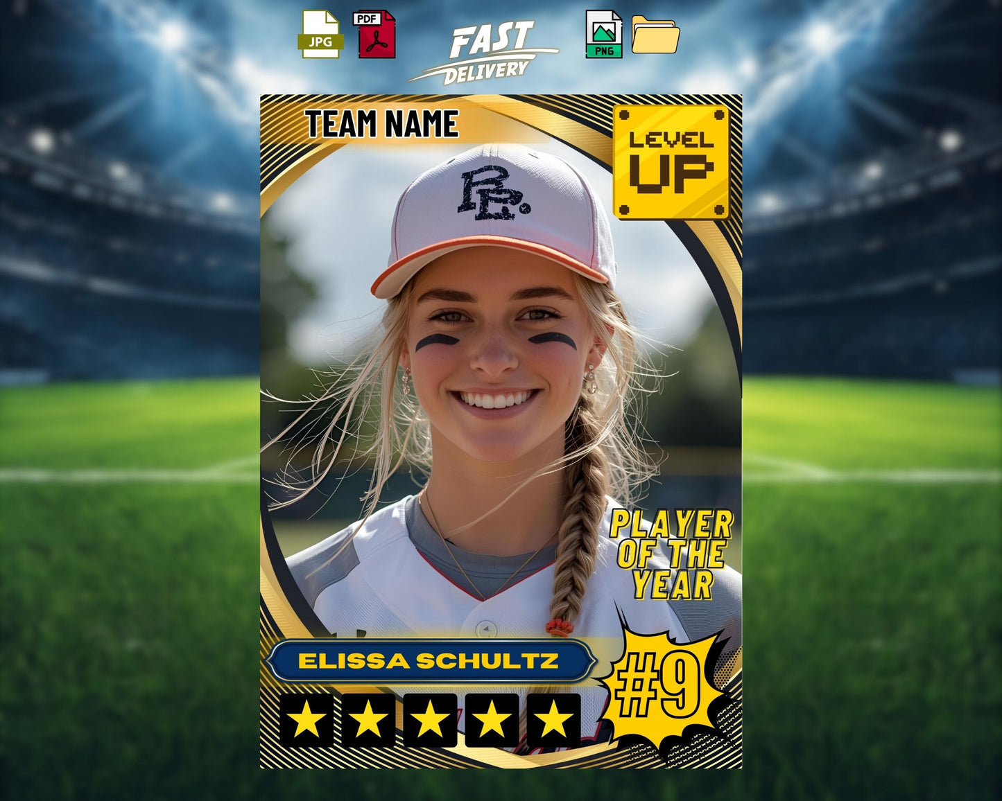 Custom Sports Trading Card — Personalized Athlete Trading Card | Printable for Football, Basketball, Baseball, Softball & All Sports
