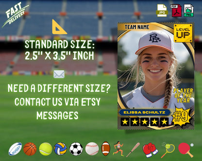 Custom Sports Trading Card — Personalized Athlete Trading Card | Printable for Football, Basketball, Baseball, Softball & All Sports