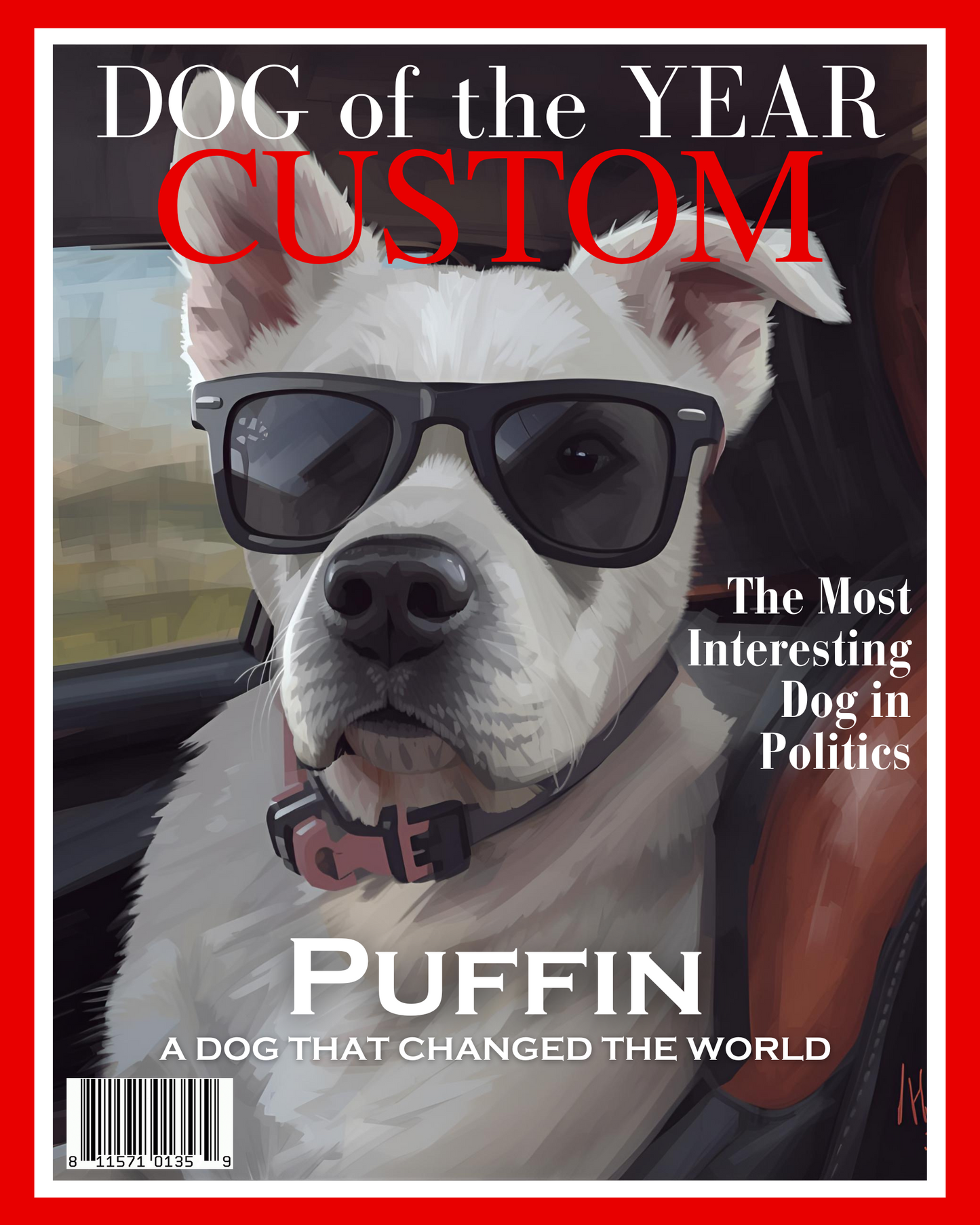 Custom Dog Magazine Cover, Personalized Dog of the Year, Pet Portrait Printable, Funny Pet Gift
